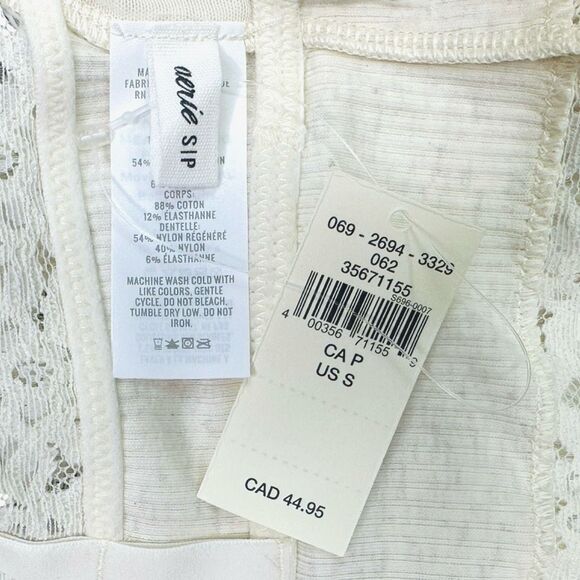 aerie Ribbed Eyelash Lace Trim Longline Bralette - Size Small - Picture 3 of 3